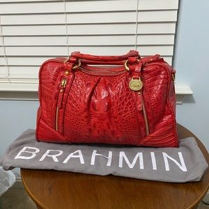 Brahmin Vintage Selma Satchel in Red